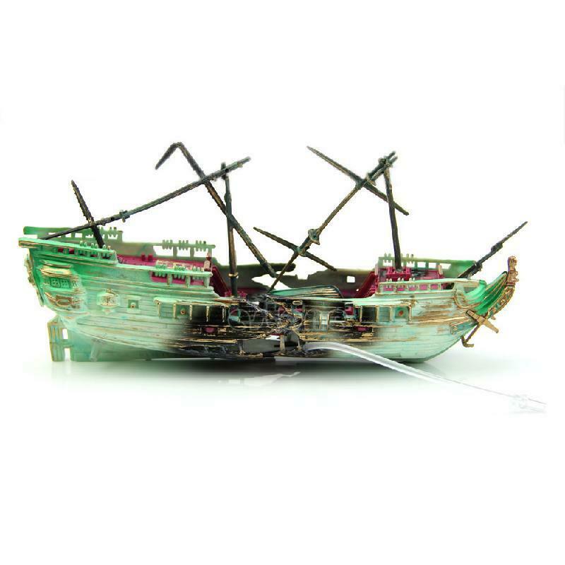 Aquarium Wreck Boat Sunk Ship Air Split Shipwreck Ornament Fish Tank Cave Decor