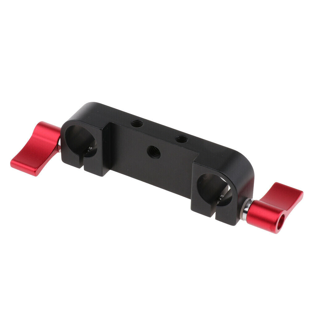 Aluminum Alloy 15mm Double Rod Clamp with 1/4 inch and M5 Female Screw Holes for