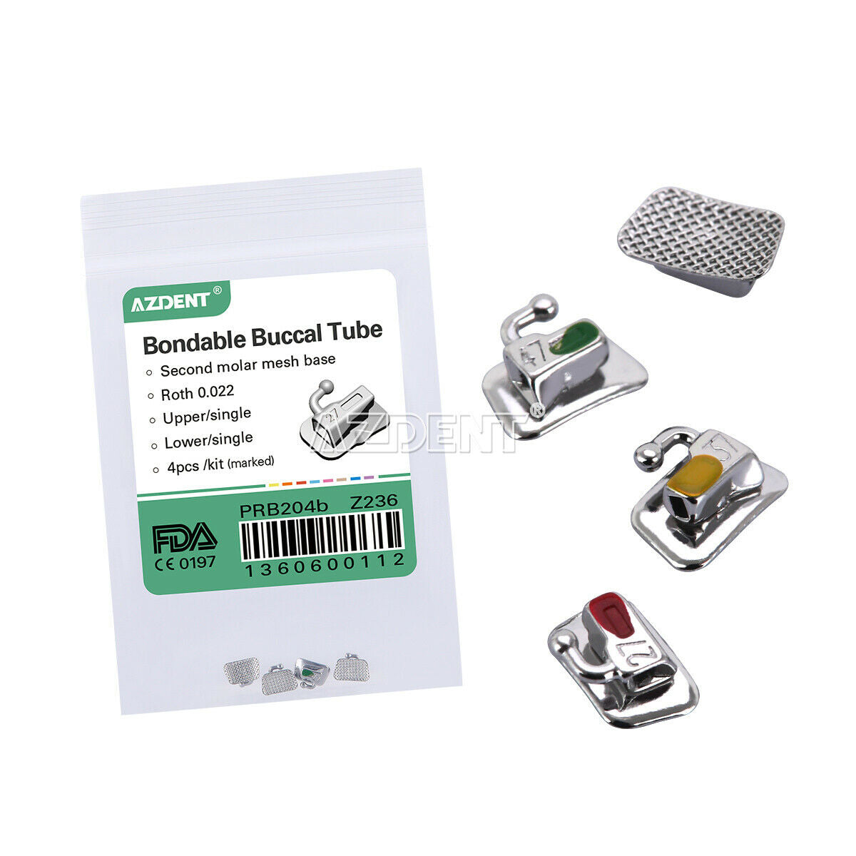 50 X Dental Ortho Buccal Tube Bondable 2nd Molar Roth 022 Non-convertible AZDENT