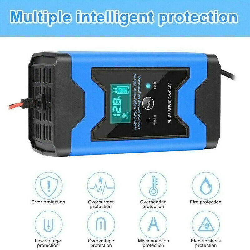 Intelligent 12V 6A Pulse Repair LCD Car Automobile Motorcycle Battery Charger