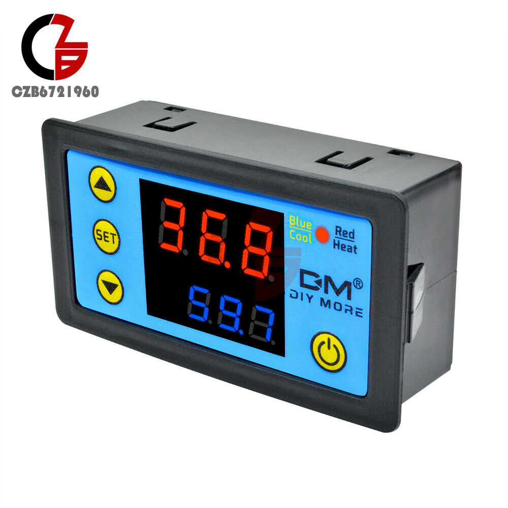 W3231 DC24V Dual Display LCD Red+Blue Digital Thermostat Temperature Controller