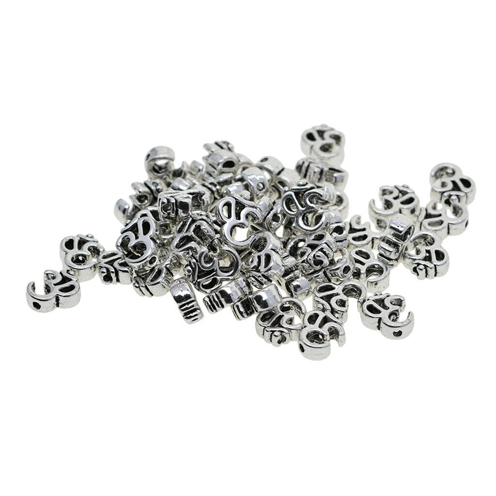 50Pcs Yoga Om Loose Beads, Bail Beads, Spacer Beads, Bead Hanger, Charms Pendant