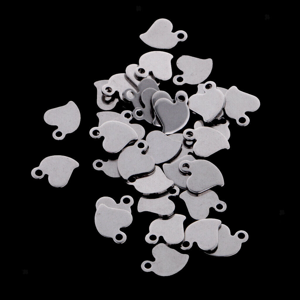 50 Pieces Stainless Steel Pendant For Necklace DIY Jewelry Making Heart