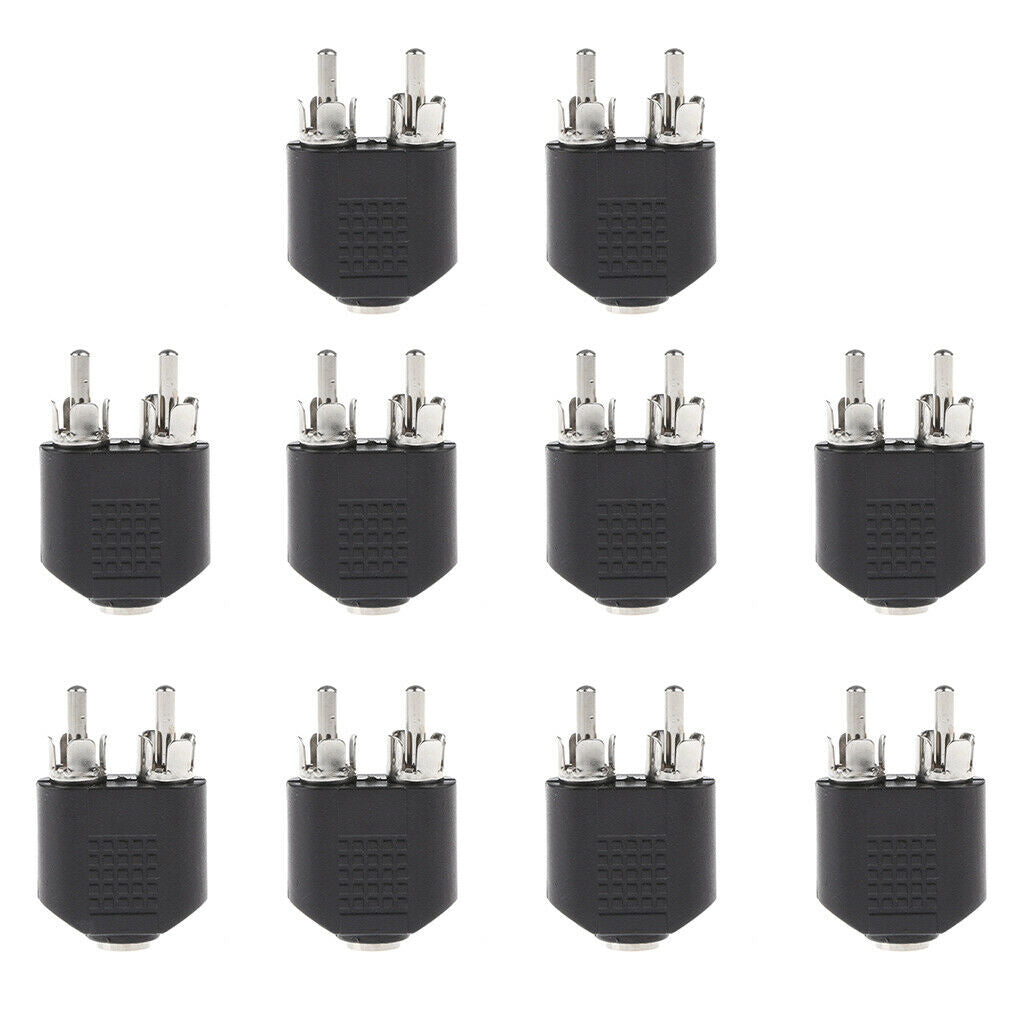 10Piece Dual 2-RCA Male to 3.5mm Female Stereo AV Audio Y Splitter Adapter