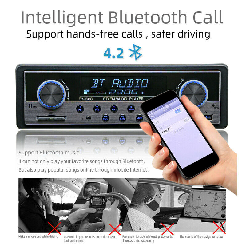 16 PIN-ISO 4-Channel Digital Car Bluetooth Audio USB/SD/FM/WAV MP3 Player Unit