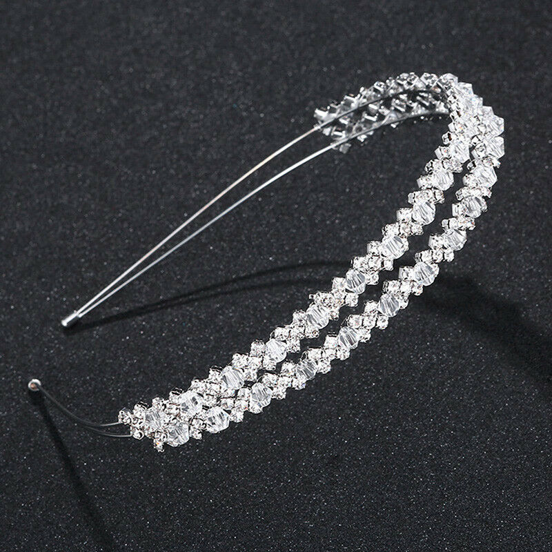 Bride Headband Tiara Bridal Crown Handmade Crystal Double Layer Wedding Hair  Tt