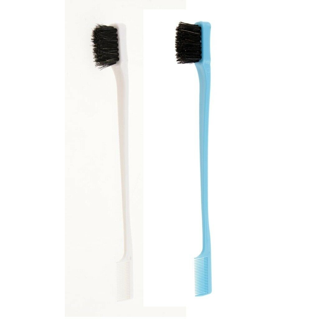 2pcs 7'' Beauty Double Sided Edge Control Hair Brush Comb Hair Styling Comb