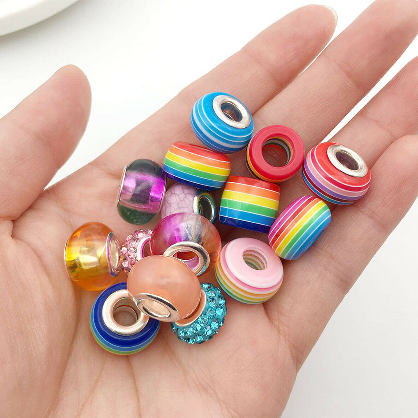 60 PCS DIY Beads Kids Craft Jewellery Making String Bead Round DIY Necklace