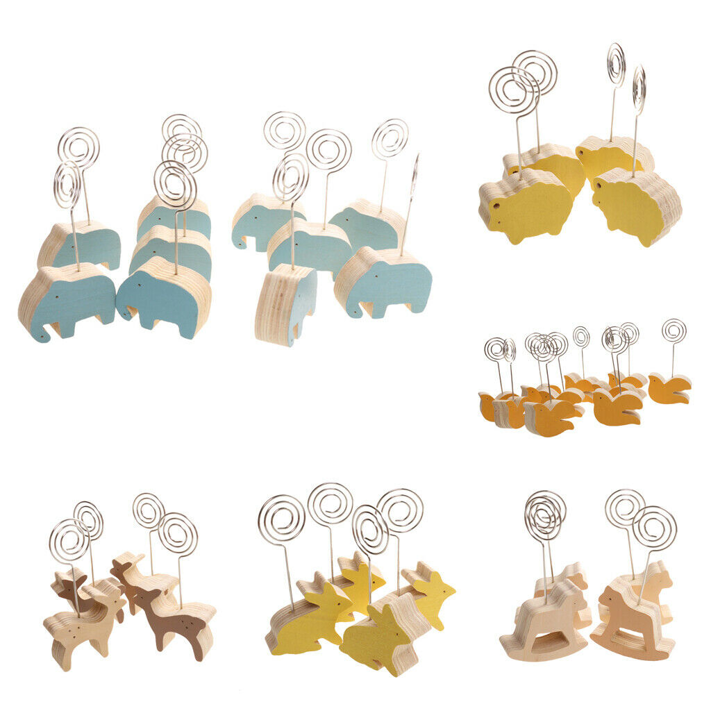 10pcs Wooden Peave Dove Memo Holder Notes Cards Wire Clip Photo Organizer