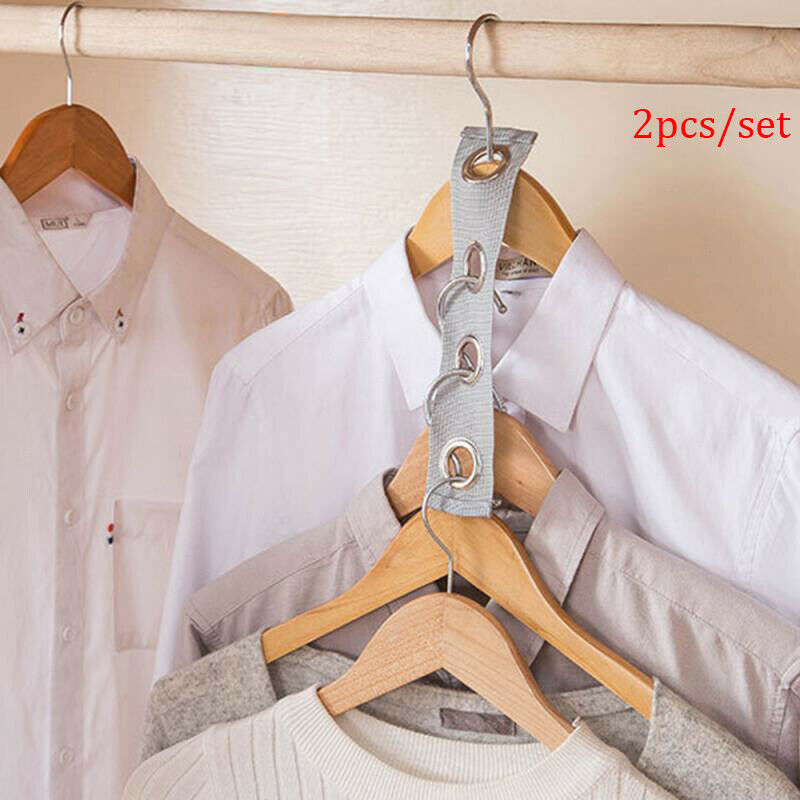 2PCS Space Saving Hanger Plastic Cloth Hanger Hook Clothes Hanger With Ho.l8