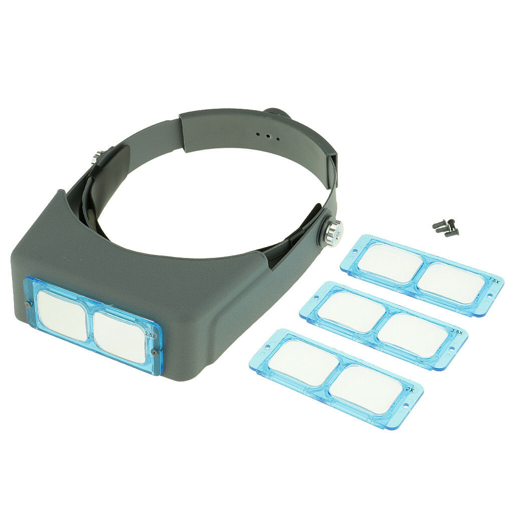 Head Wearing Jeweler Headband Reading Magnifier Magnifying Glass Loupe Gray