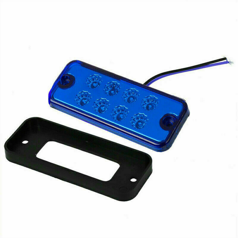 4x Blue 4 Inch 8 LED Rectangle Truck Semi Trailer Side Marker Clearance Light