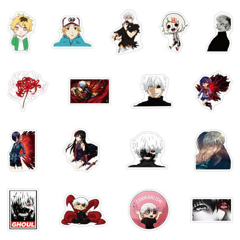 51Pcs Tokyo Ghoul Cartoon Stickers Laptop Scooter Car Trunk Refrigerator .l8