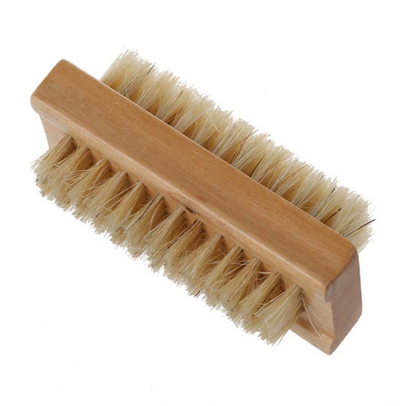 Wooden Double Sided Handle Nylon Bristle Manicure Pedicure Scrubbing Nail Bat2