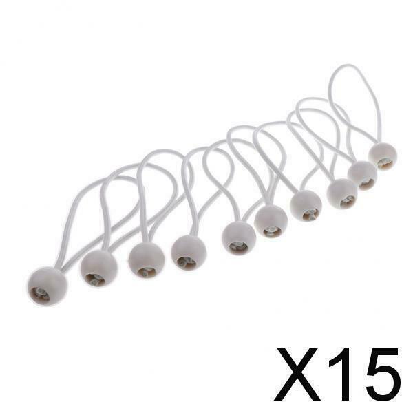 15X 10 Pieces 16cm Heavy Duty Ball Bungee Cord Tie down Cord Canopy Straps White