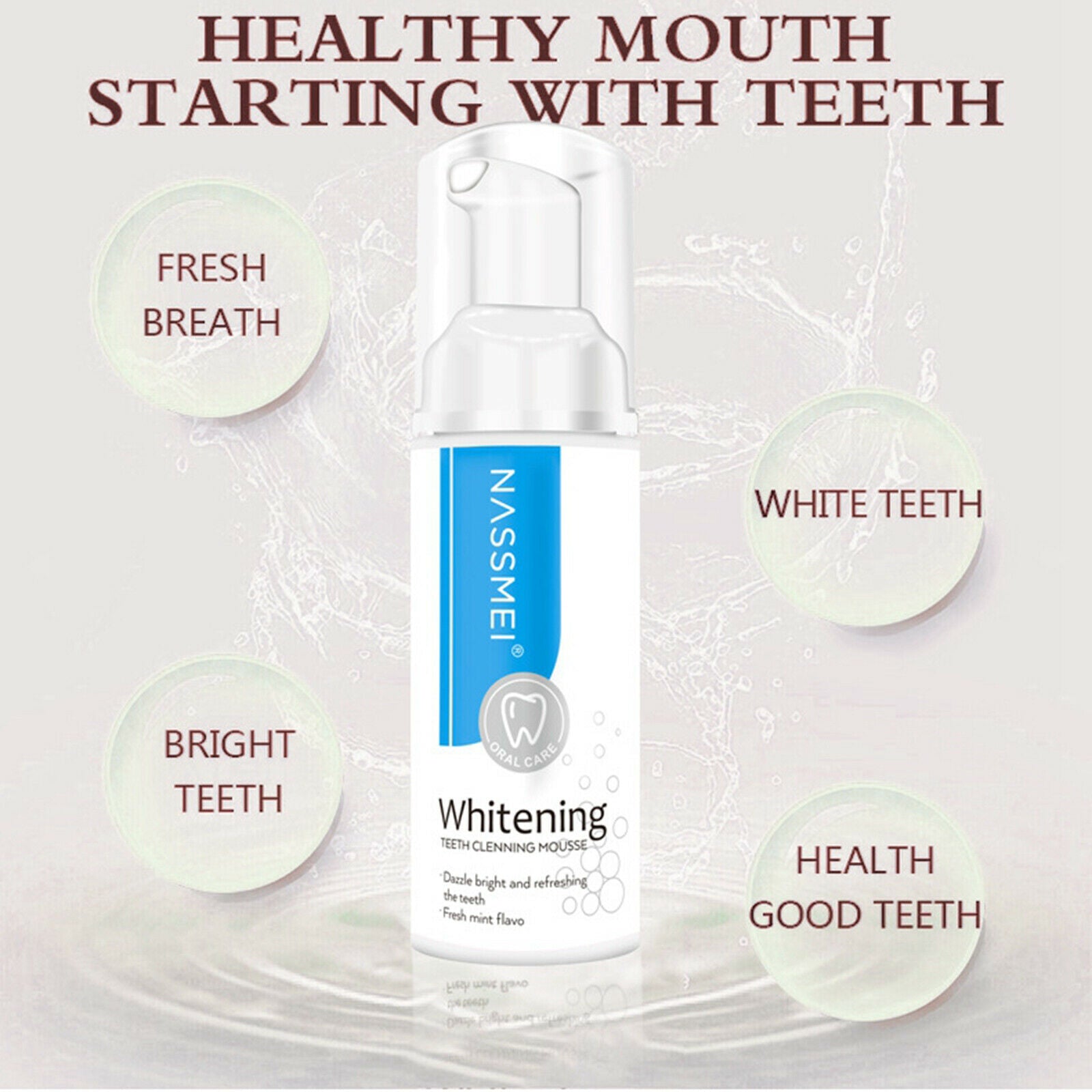 60ml Natural Tooth Whitening Toothpaste Shining Mousse Foam Deeply Cleaning