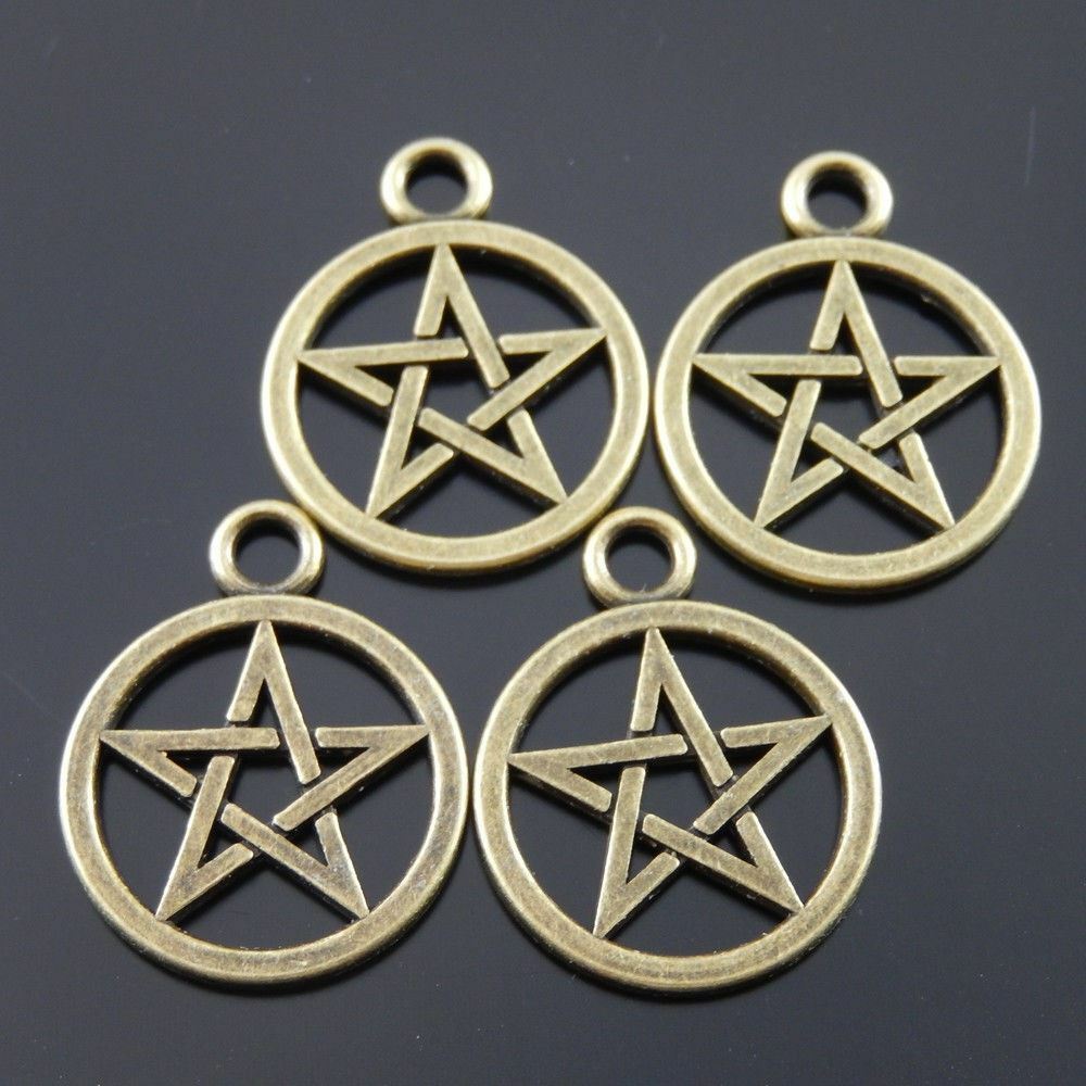 20pcs Antiqued Bronze Tone Hollowed Wiccan Symbol Charms Pendants 20*20mm