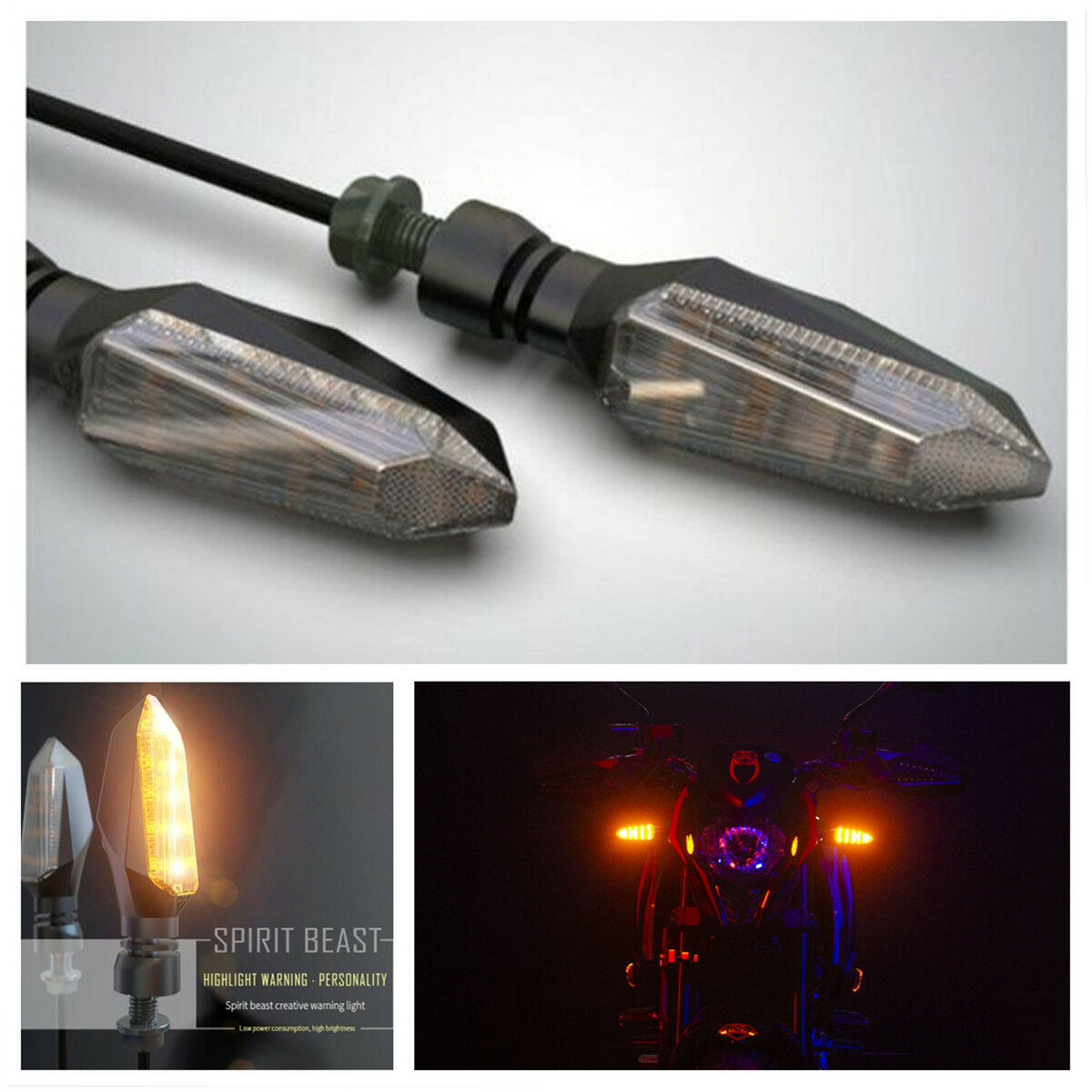 Dazzling Motorcycle LED Turn Signal Light Plastic +Acrylic Yellow Warning Light