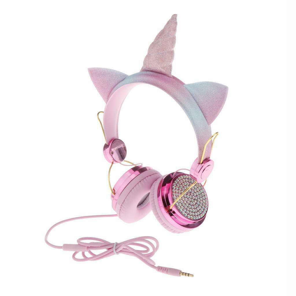 Unicorn Headphone With Microphone Girls Kids Stereo Earphone Headset Pink 1