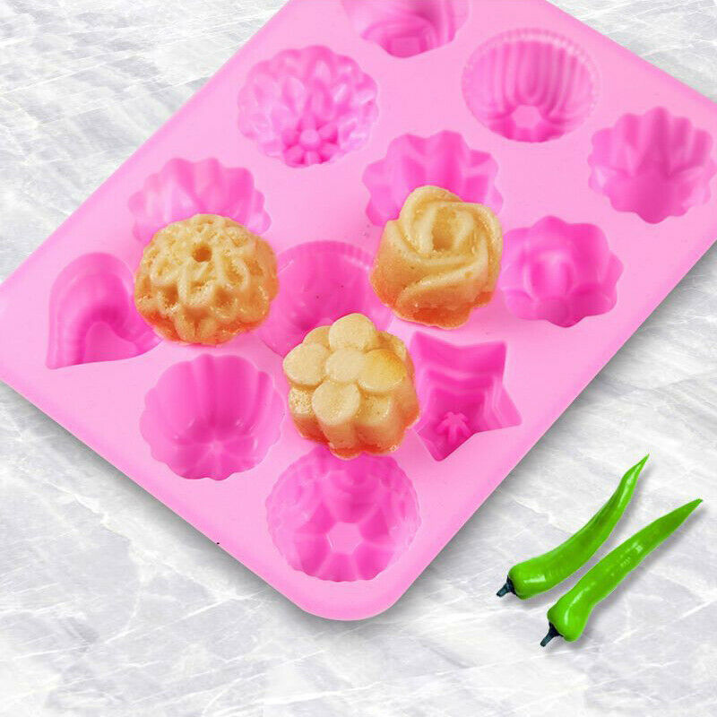 2X 12 Cavities Flowers Shape Silicone Soap Mold Ice Cake Candy DIY Tray Mould