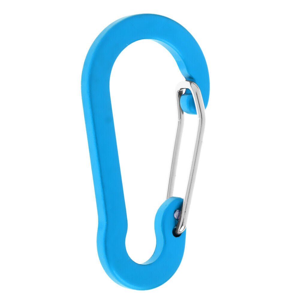 6 Pieces Aluminum D-Ring Carabiner Clip Spring Snap Hook Keychain Sky Blue