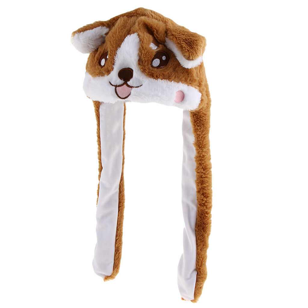 Lovely Plush Corgi Pinching Dog Ear Hat Can Move Birthday Holiday   Fancy