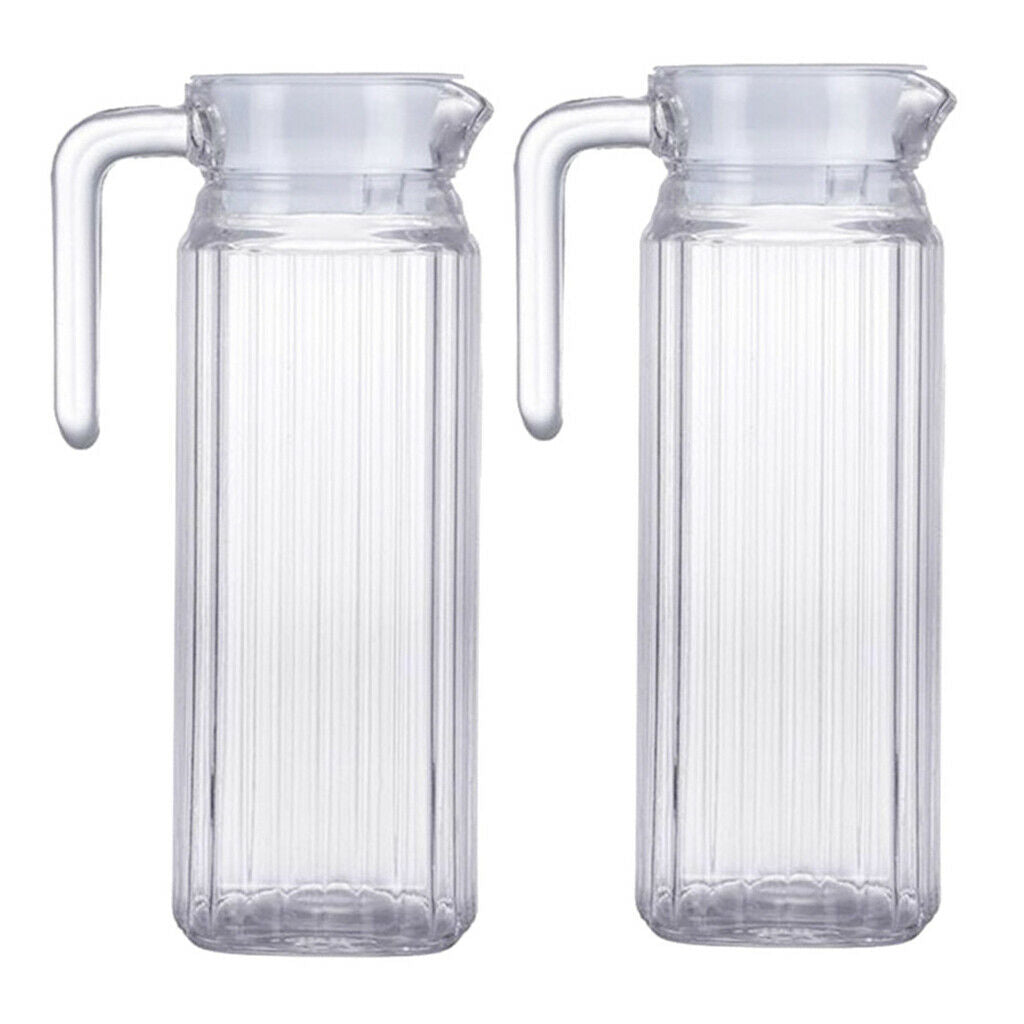 2 Pcs Acrylic Clear Water Pitcher 1.1L Beer Beverage Serving Jars for Bar