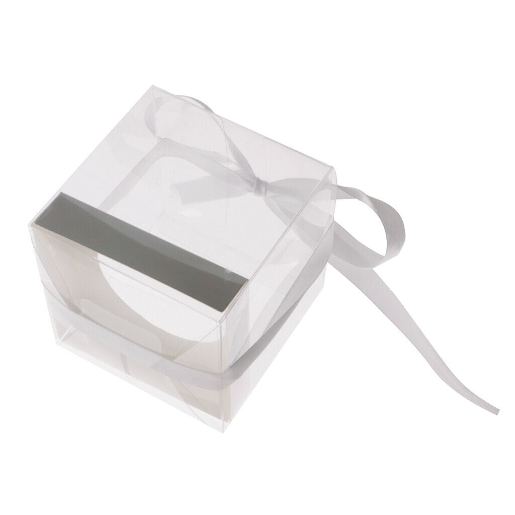 Pack of 12 Clear Gift Boxes with Ribbon Wedding Party Bomboniere Candy Cookie