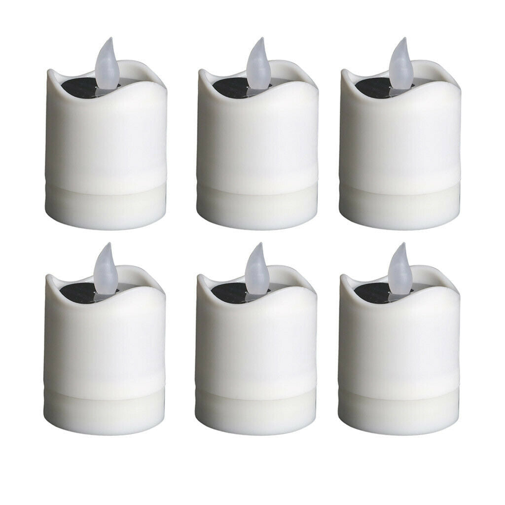 6x Flicking LED Tea Light Candle SOLAR Operated Flameless Tealight Decorative