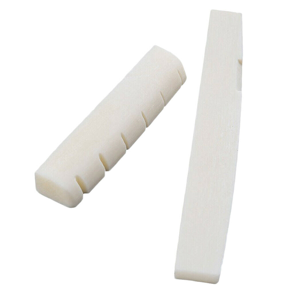 2pcs 72mm Saddles + 2pcs 43mm Nuts Replacement for Acoustic Folk Guitar
