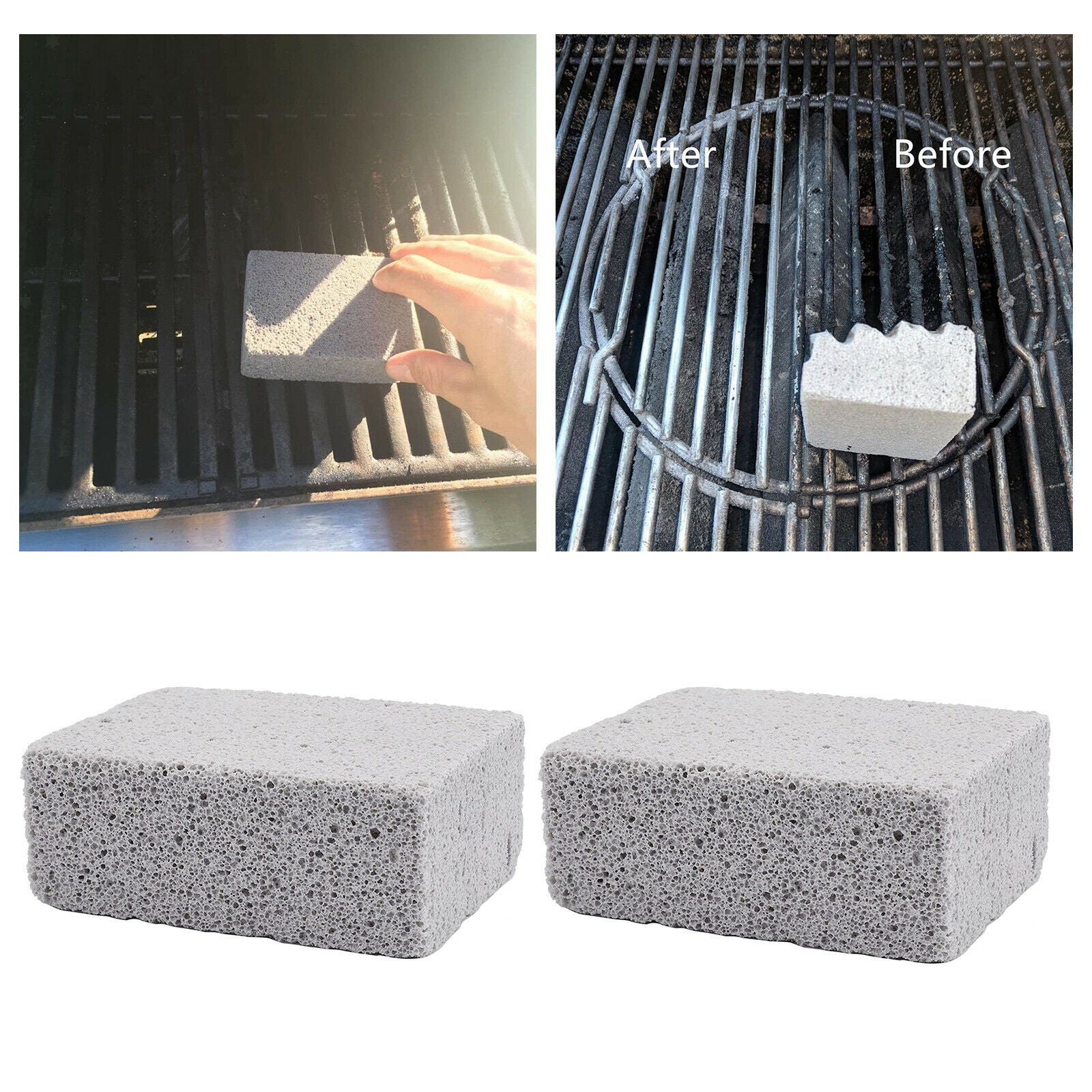 2x Grill Cleaning Brick Griddle Clean Block Foam Glass Kitchen Sink Scraper