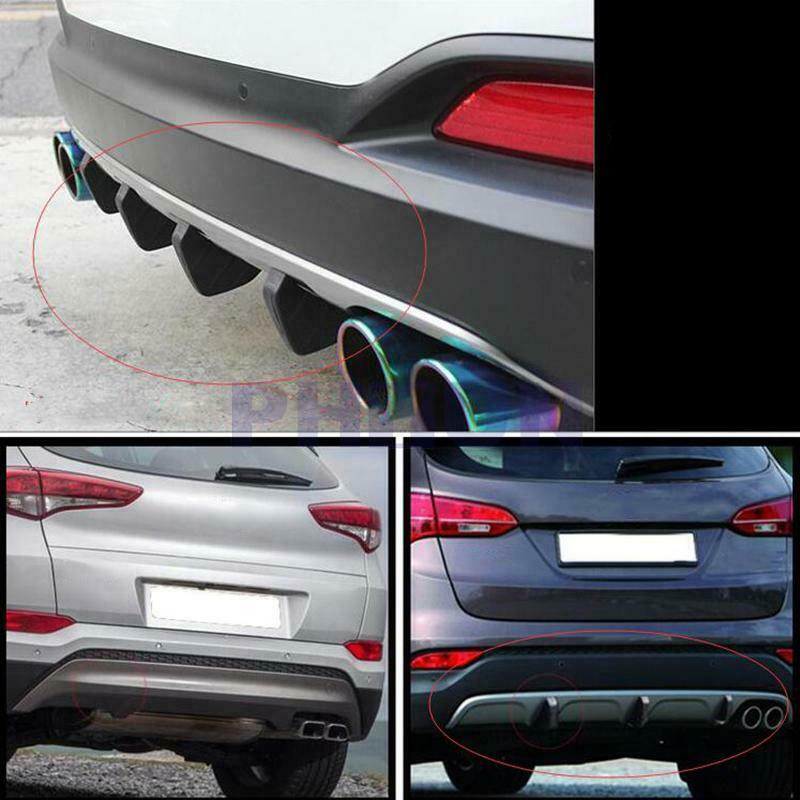4x Universal Car Rear Bumper Lip Diffuser Shark Fins Splitter ABS Plastic Black