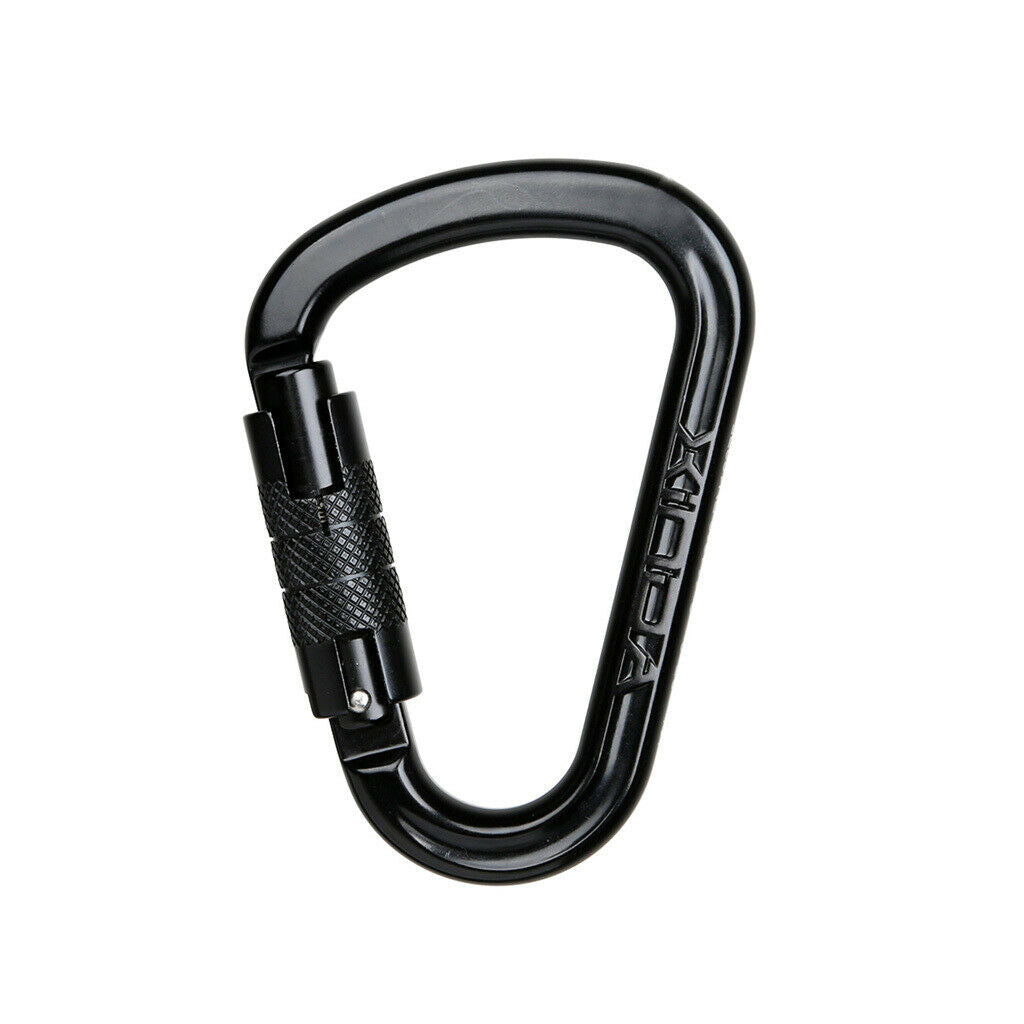 Outdoor Rock Climbing Pear Shape 25KN Auto Locking Carabiner Black