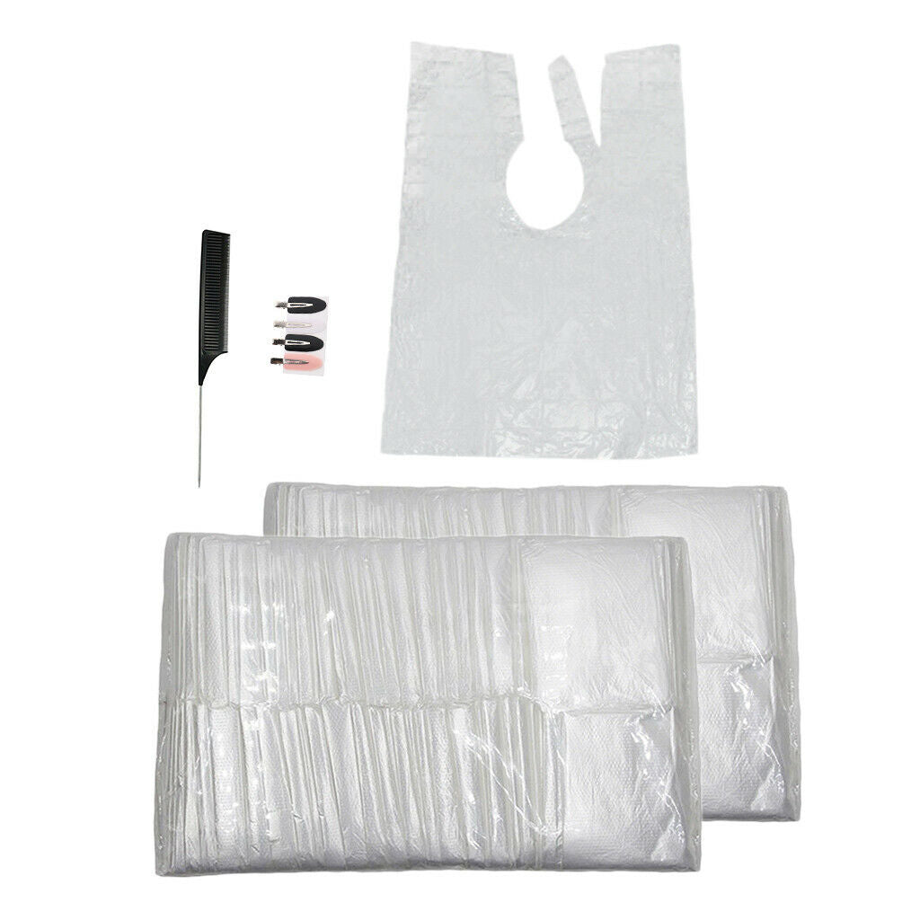 200pcs Disposable Hair Cutting Cape Transparent Hairdresser Apron for Barber