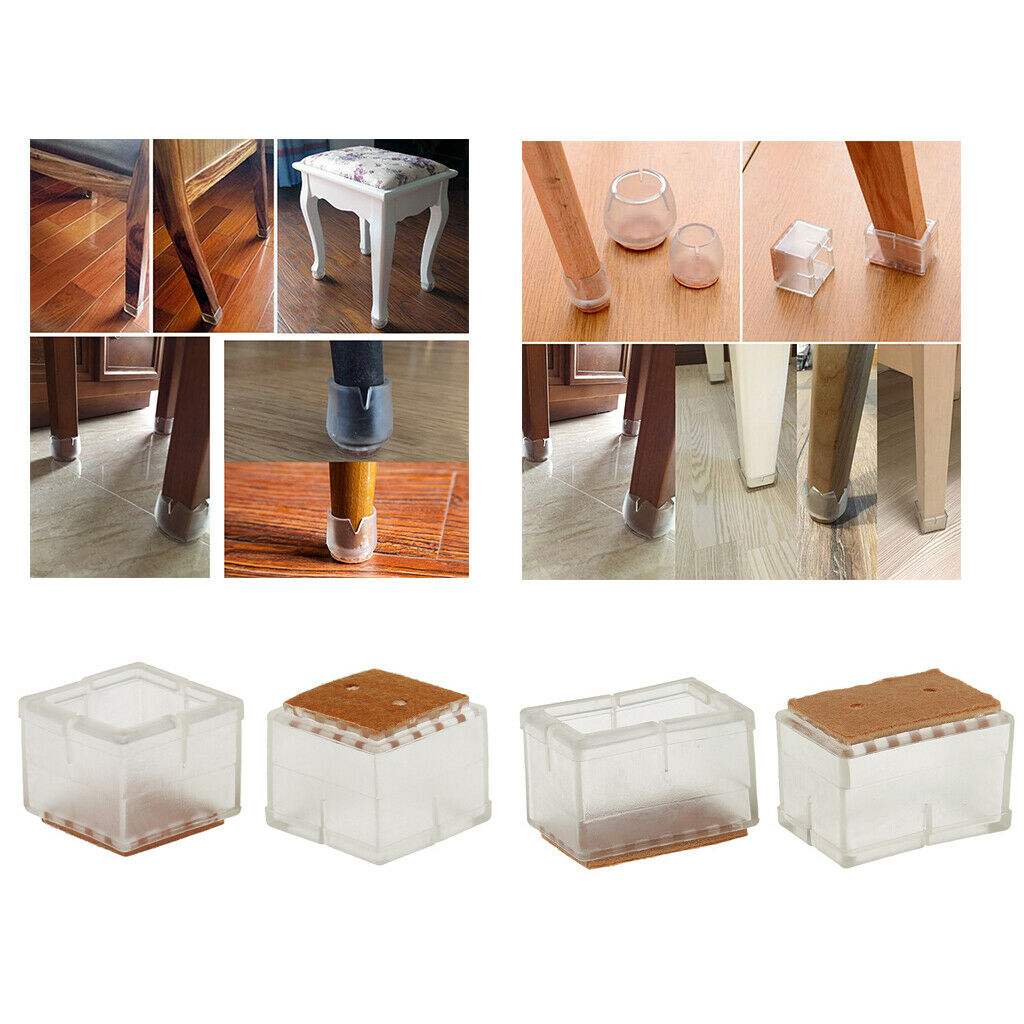 10 Pieces Caps For Chairs Legs Sofa Table In Four Dimensions Round Rectangle