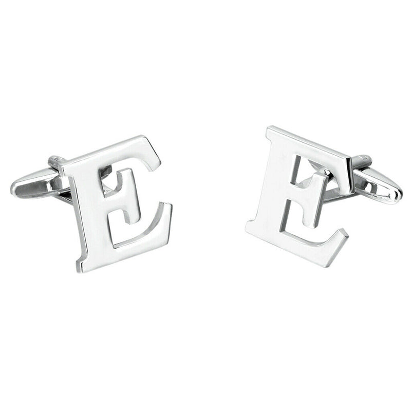 Alphabet Cuff Links Brass Black English Letter Groomsman Cufflinks E