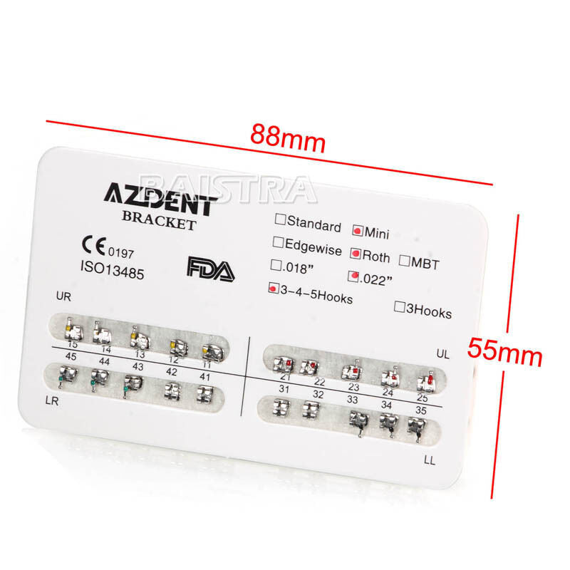 20Pack Orthodontics Brackets Braces Dental Mini Roth 022"Slot Hooks 3-4-5 AZDENT
