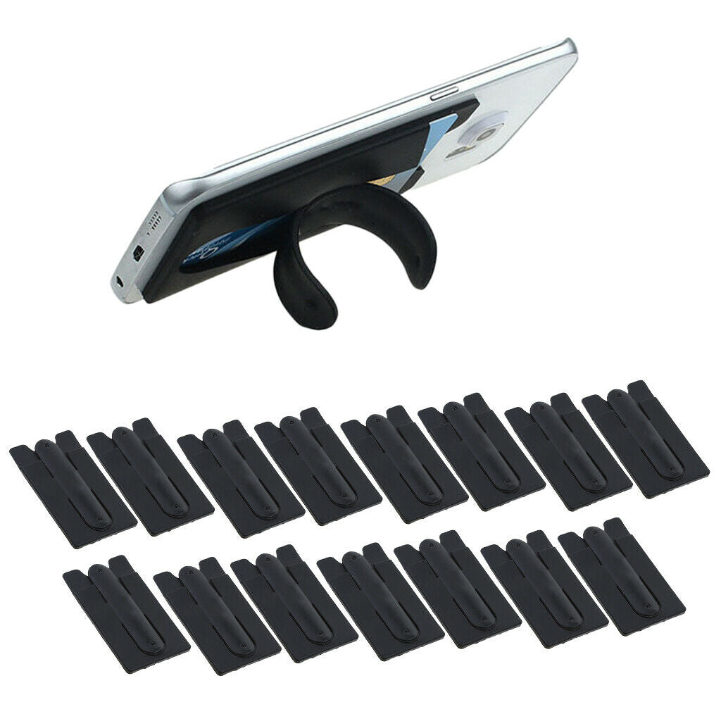 15 Pcs Silicon Phone Holder Case Stick On Credit Card Stand Black
