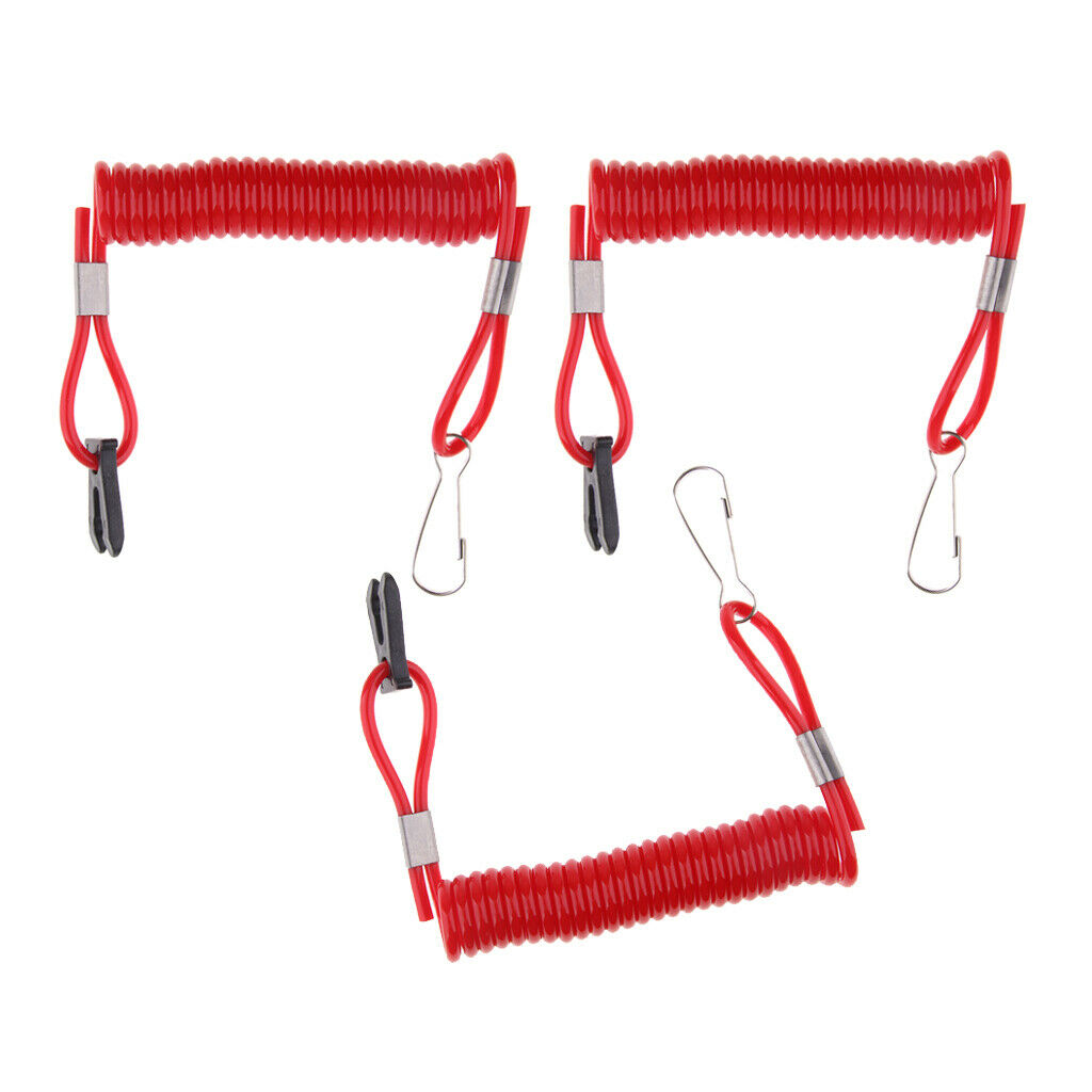 3pcs Marine Boat Outboard Stop Kill Switch Tether Cord for Suzuki 10cm Red