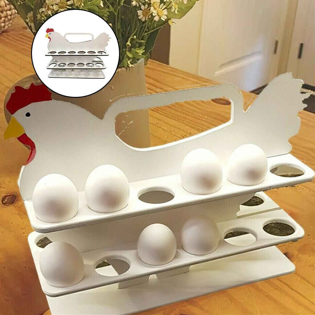 Wooden Egg Storage Rack Chicken-Shaped Egg Storage Rack for Kitchen White