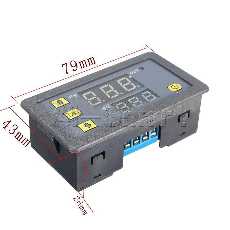 12V Cycle Timer Delay Dual Display Relay Module 0-999 hours/minutes/seconds