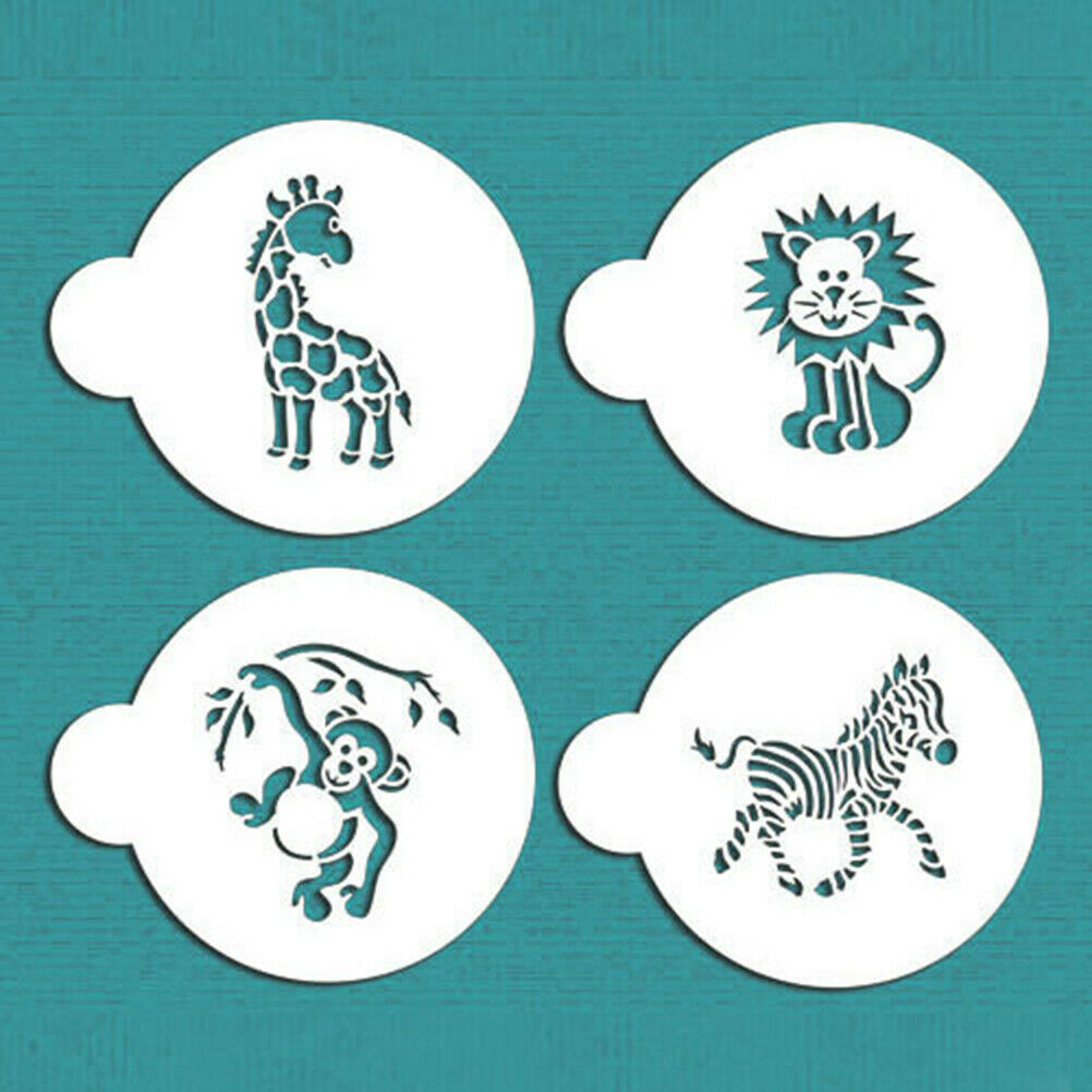 4pcs Animals Cookie Stencil for Cake Decor Sugarcraft Fondant DIY Mold St.l8
