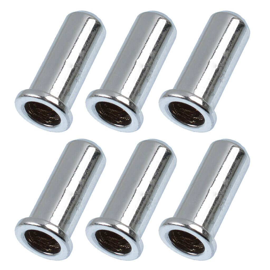6 Pieces Bass String Mounting Ferrules for Electric Bass Parts Chrome
