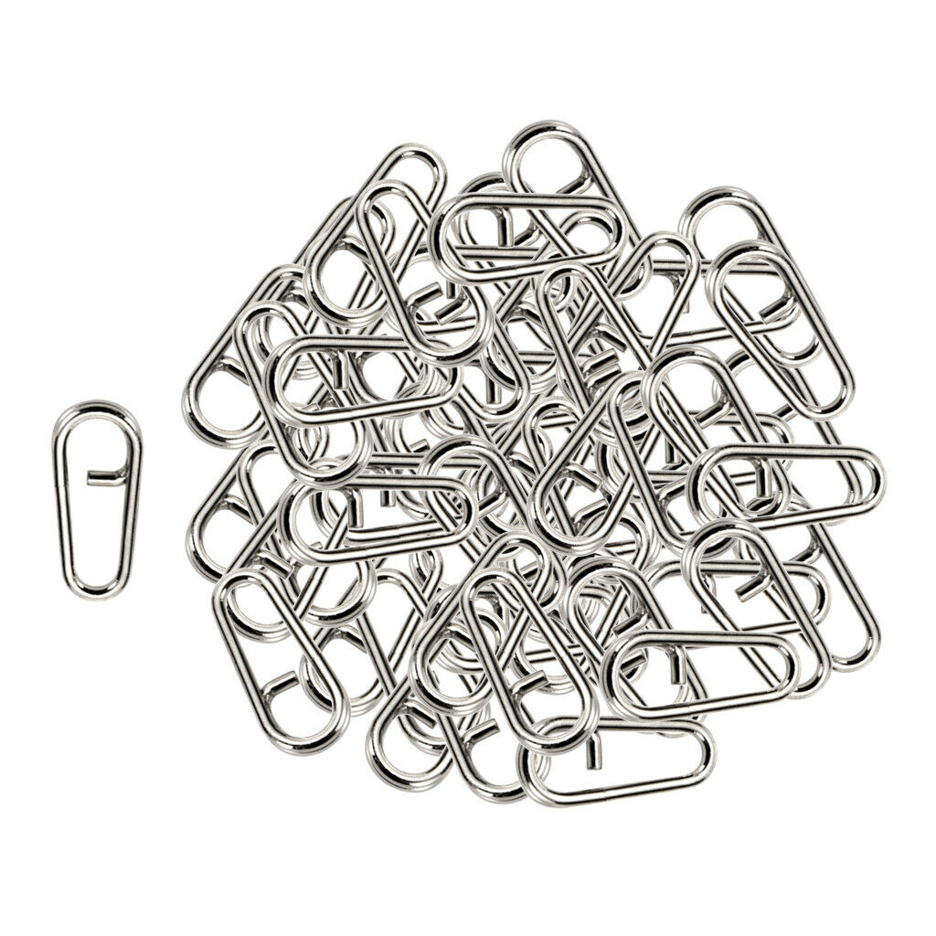 100pcs Stainless Steel Bent Head Oval Split Ring Fishing Tackle Connector L