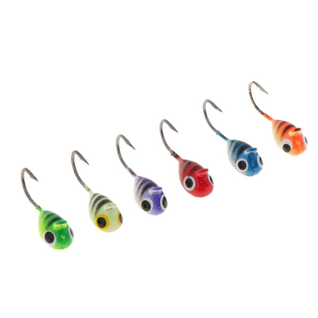 6pcs/pack Winter Ice Fishing Hook Lure Lead Jig Head Hooks Baits Crank Hooks