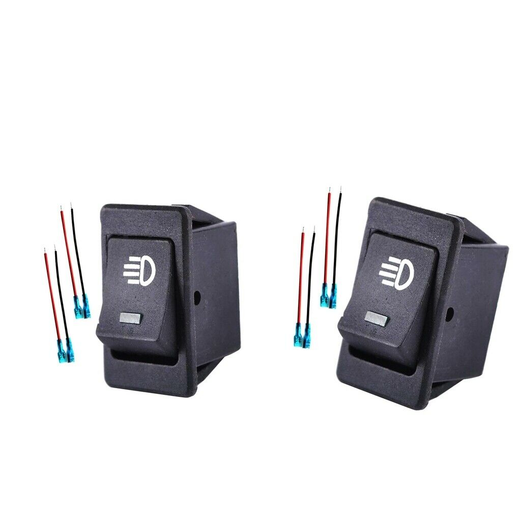 Pair of 35A 12V Fog Lights Rocker Toggle Switches W / Green + Blue LED