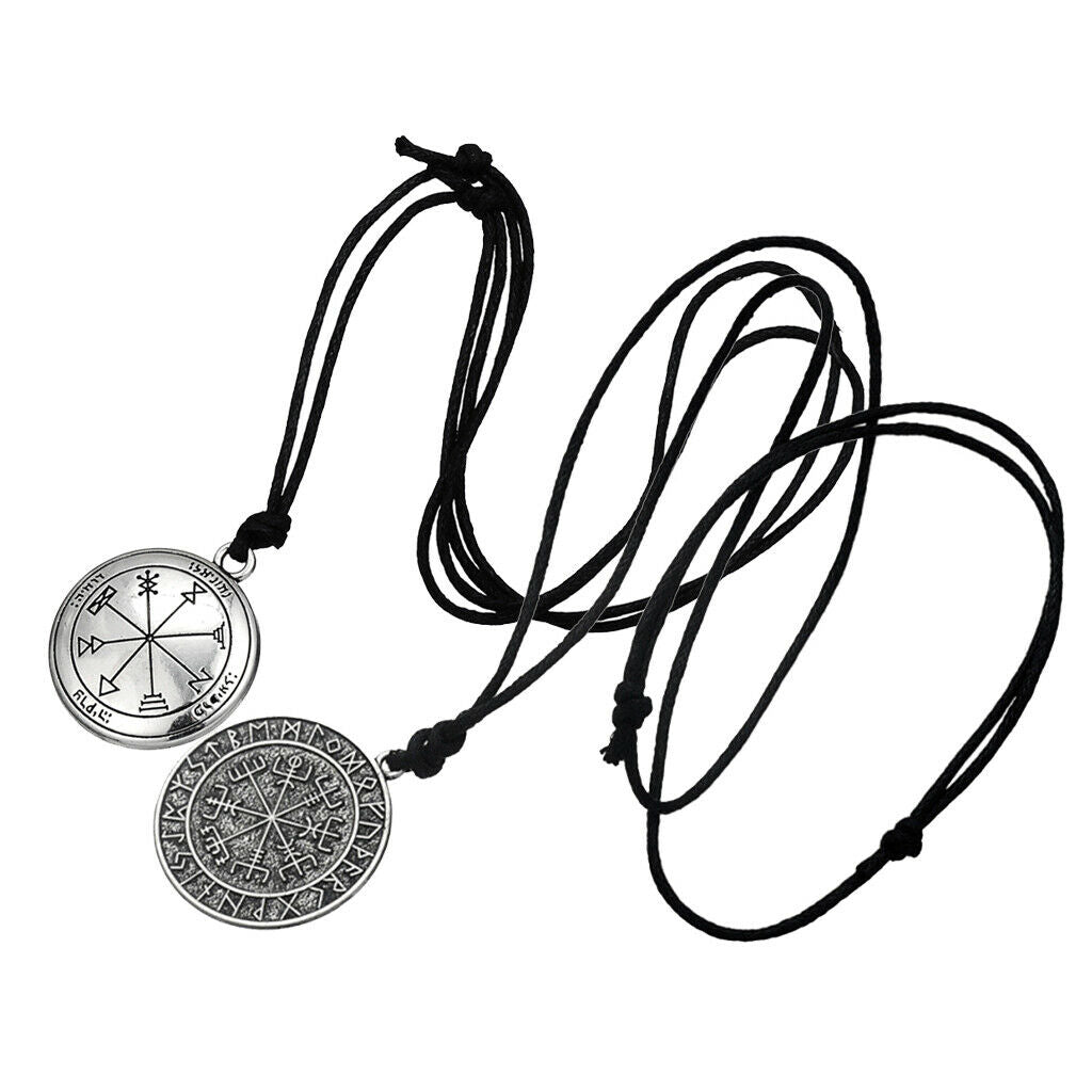 2 Pieces Exotic Talisman Viking Odin's Key of Solomon Seal Pendant Necklace