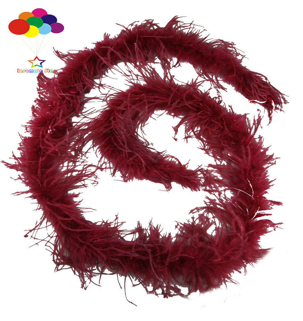 2M Burgundy ostrich feather strip boa Costumes Trim Craft for Party Costume