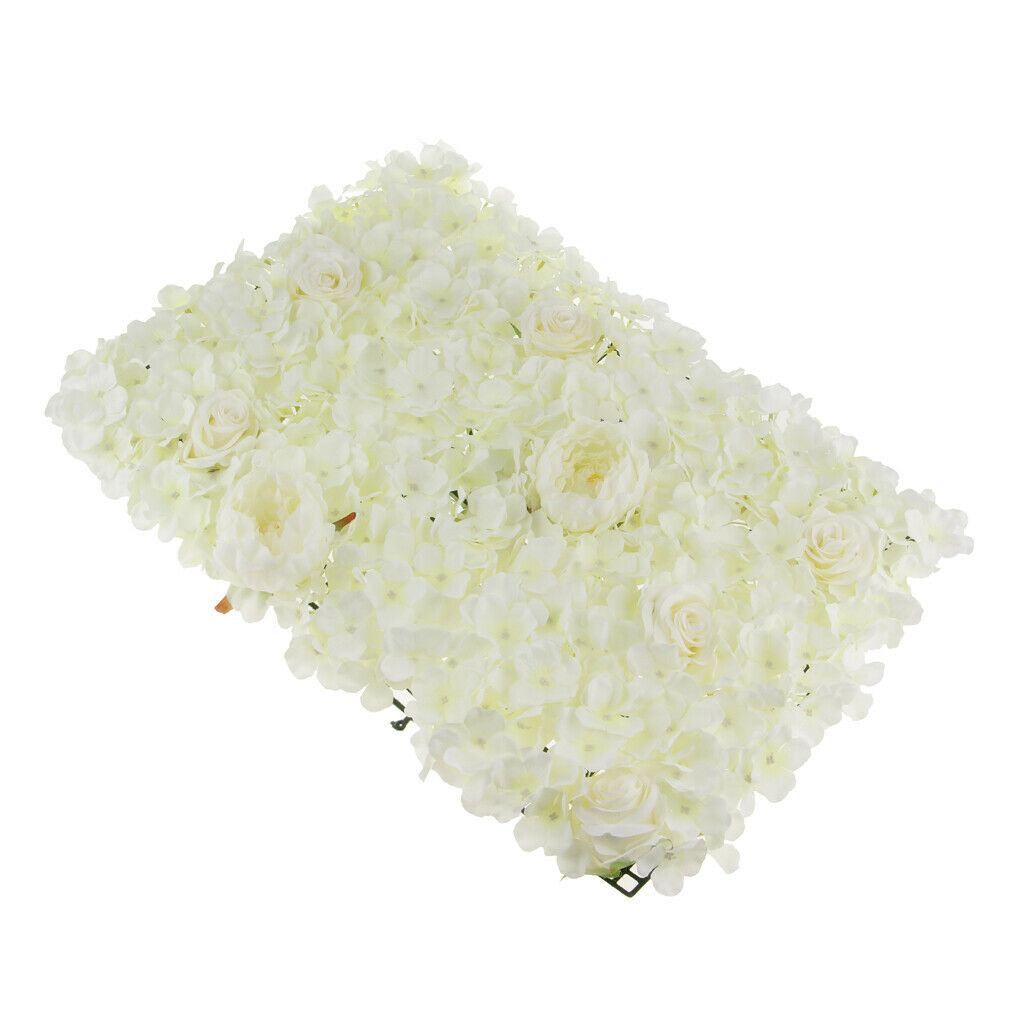 Artificial Hydrangea Rose Peony Silk Flower Wall Panels Background White