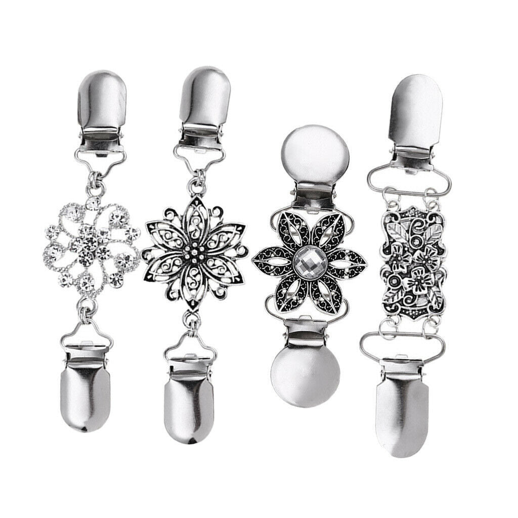 Prettyia 4Pcs Retro Style Sweater Shawl Clips Dress Cardigan Collar Clips
